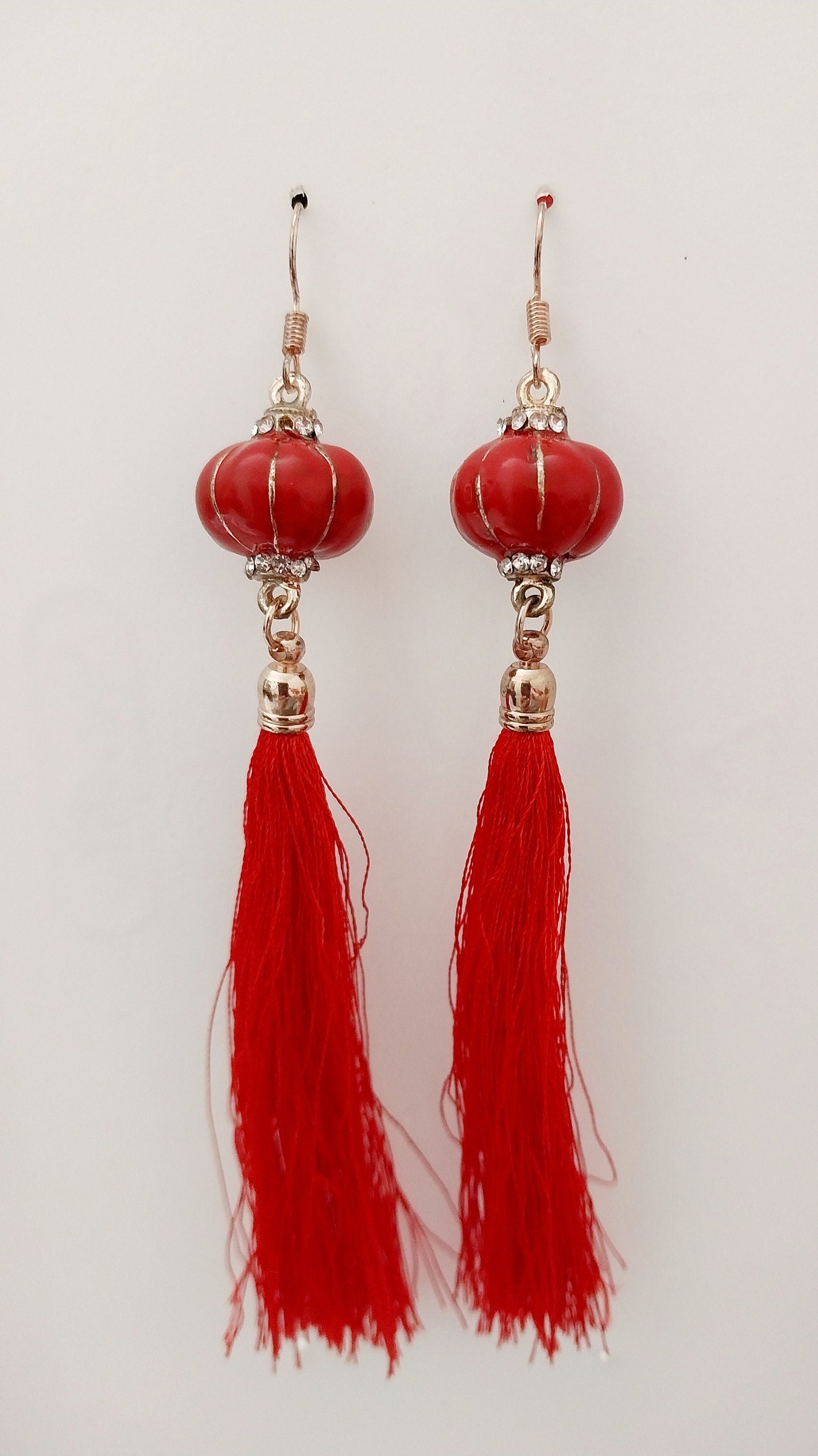 Lantern Earrings Vintage Red Detachable Tassels Erring Lucky Tassel Earring New Fashion Urban Earring Thread Drop Earring