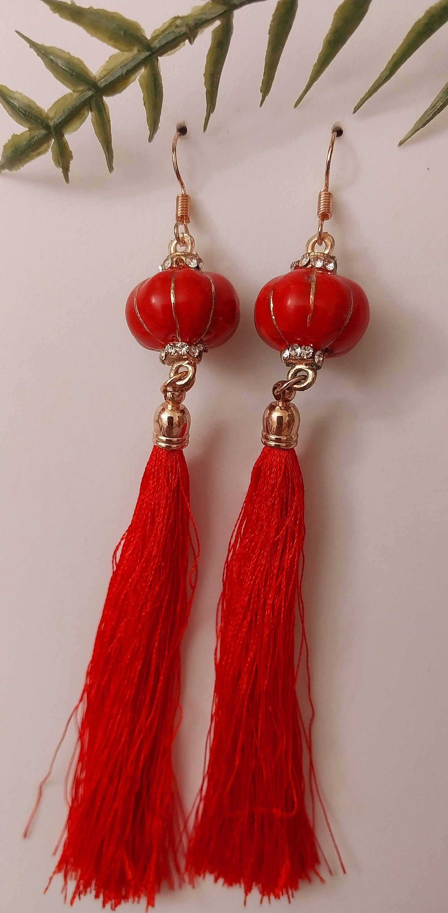 Lantern Earrings Vintage Red Detachable Tassels Erring Lucky Tassel Earring New Fashion Urban Earring Thread Drop Earring