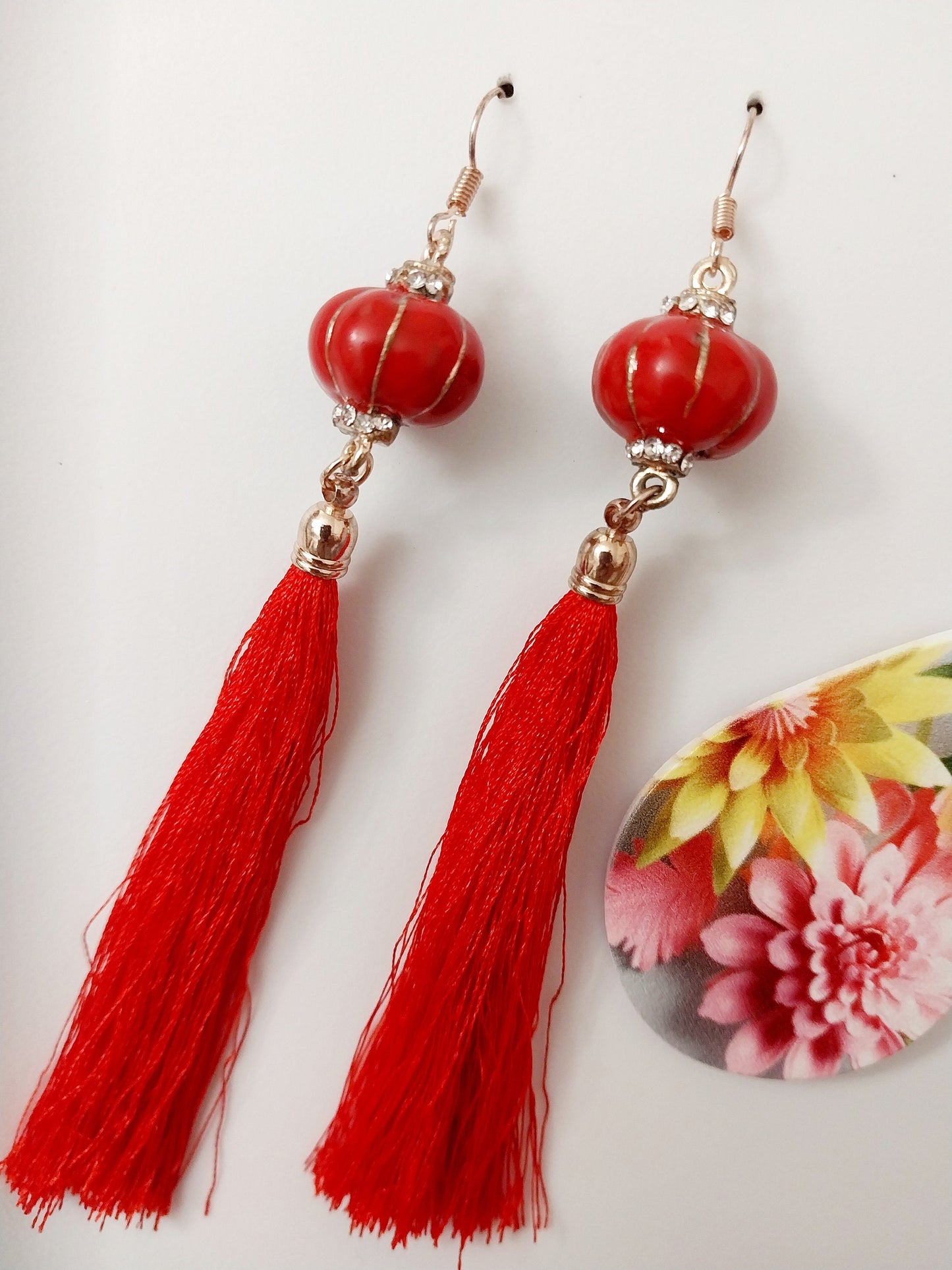 Lantern Earrings Vintage Red Detachable Tassels Erring Lucky Tassel Earring New Fashion Urban Earring Thread Drop Earring