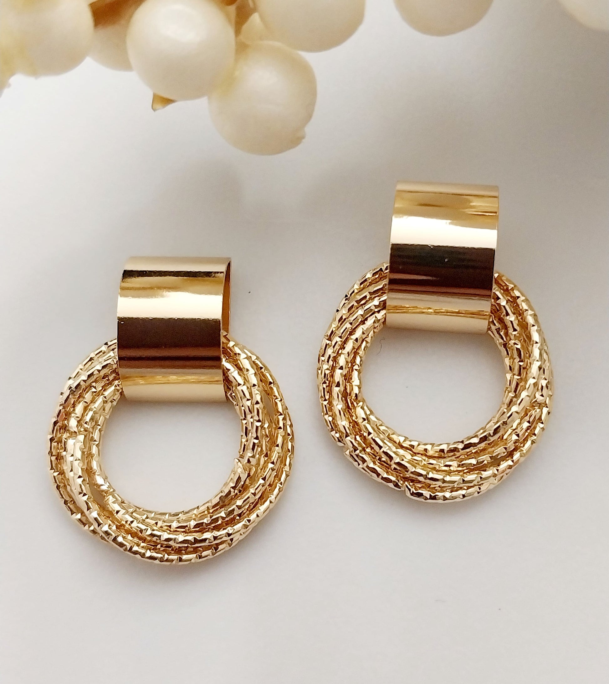 Golden Silver Muti Layer Vintage Circle Earring Ring Creative Earrings Lightweight Shiny Drop Ring Earring Classical Geometric Stud Earring