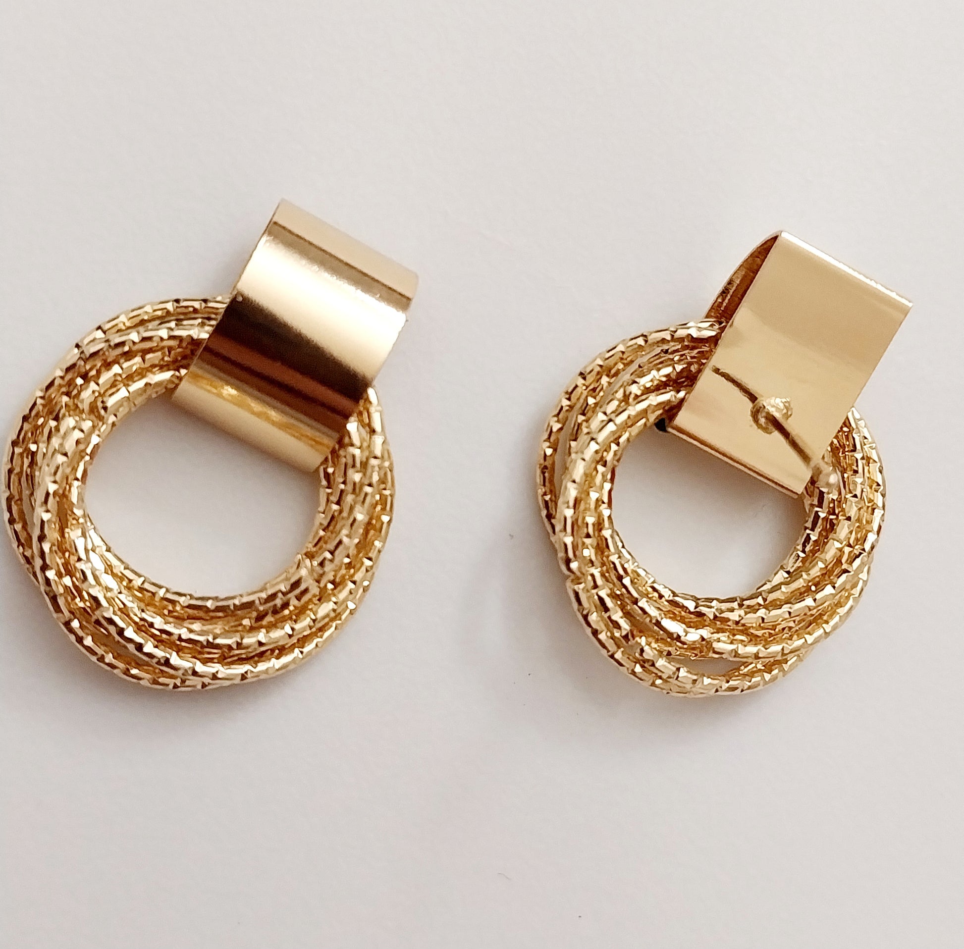 Golden Silver Muti Layer Vintage Circle Earring Ring Creative Earrings Lightweight Shiny Drop Ring Earring Classical Geometric Stud Earring