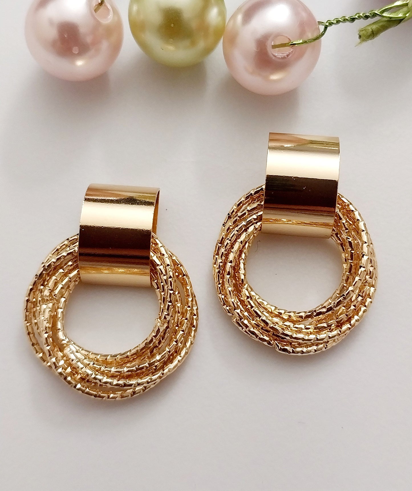 Golden Silver Muti Layer Vintage Circle Earring Ring Creative Earrings Lightweight Shiny Drop Ring Earring Classical Geometric Stud Earring