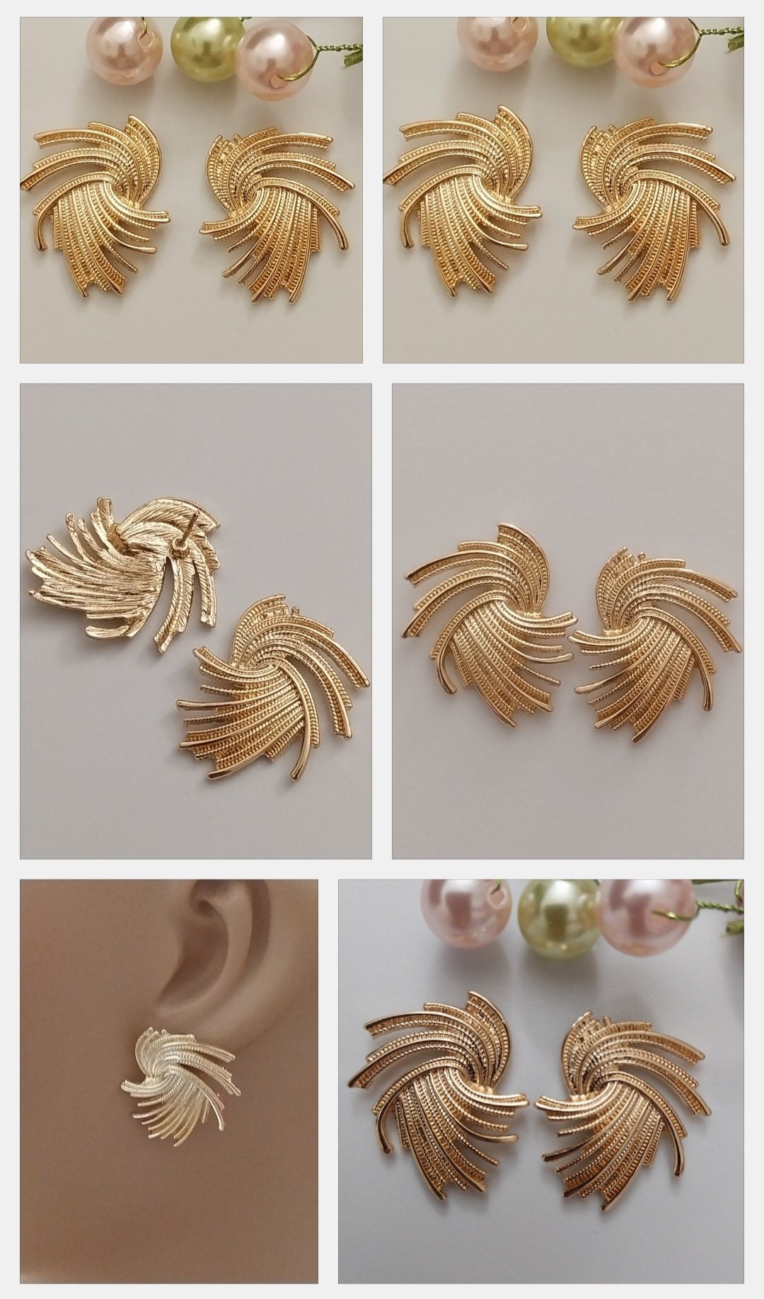 Golden wind Earrings Wheat Ears Stud Earring Vintage Crown Earring Clip On Fashion Earring