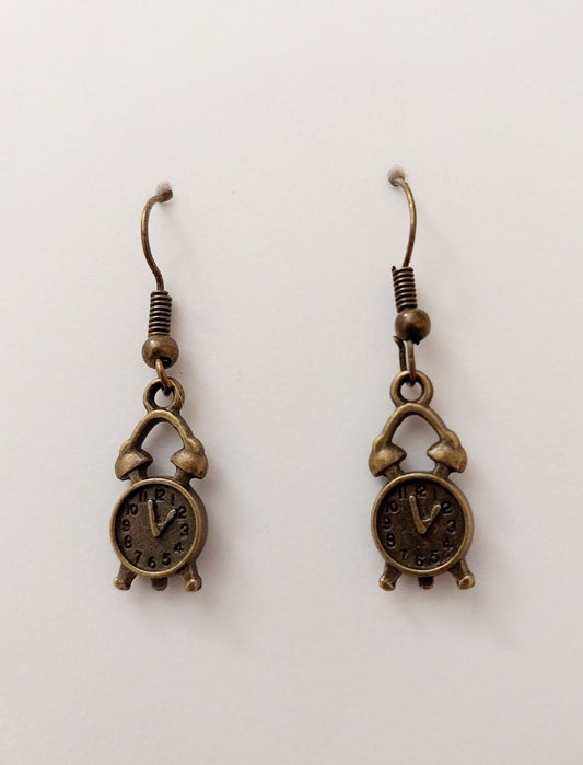 Clock Earrings Antique Bronze Clock Earring Vintage Alarm Earring Cute New Design Fashion Earring