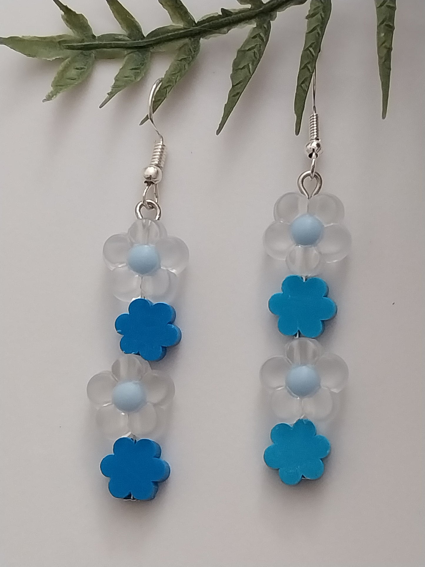 Blue Daisies Earring Vintage Flower Earrings Handmade Unique Blue Flower Earring New Design Clear Florida Flower Earring Modern Art Earring