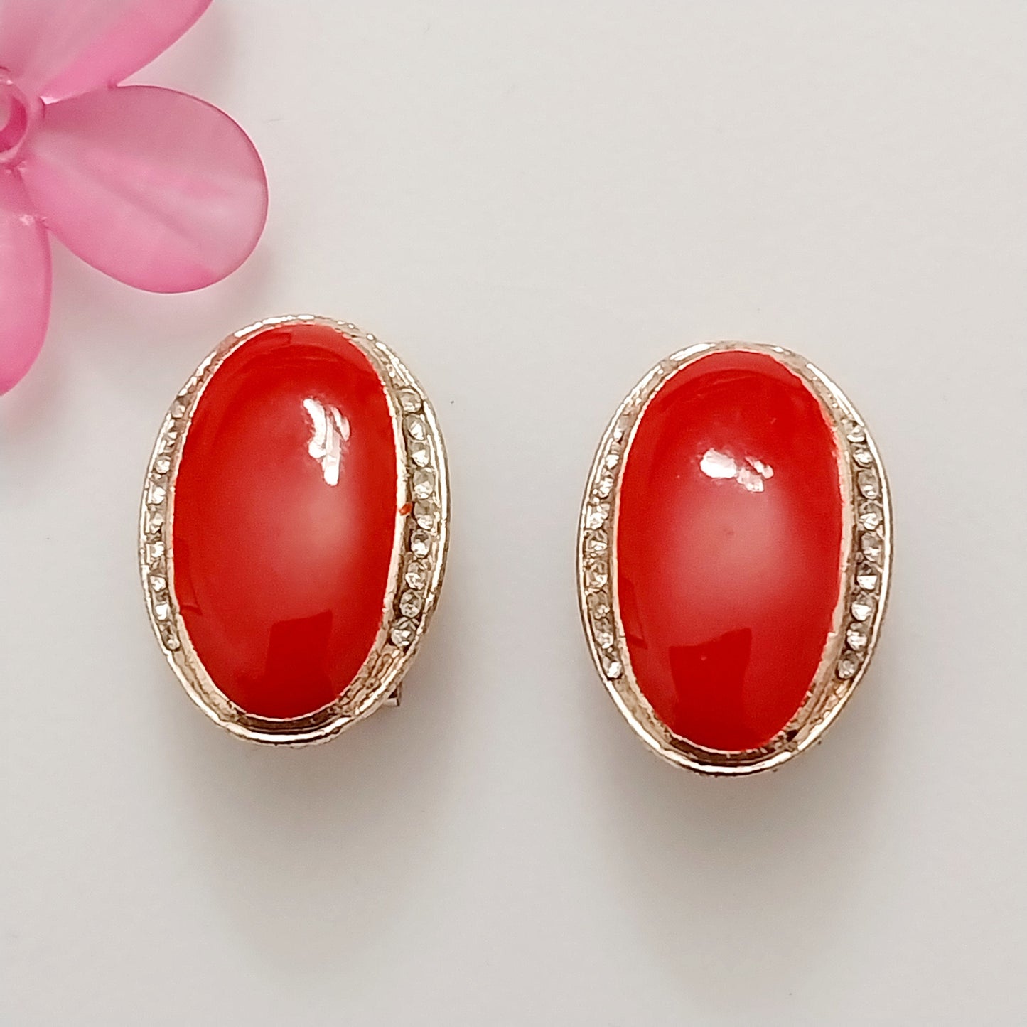 Blood Oval Cabochon Red Earring Zircon Stainless Steel Exotic Fashion Earring New Unique Design Earring Vintage Free Shipping