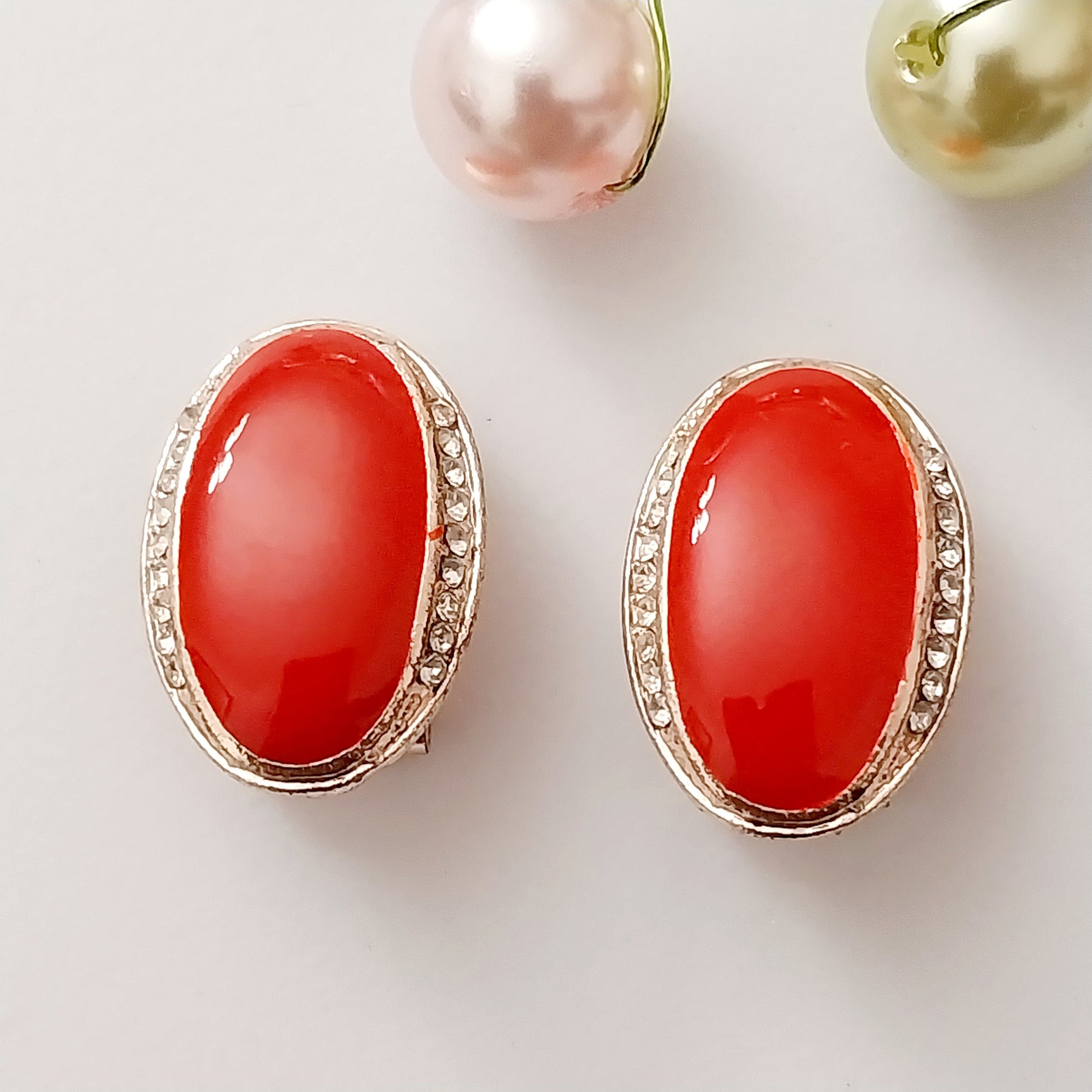 Blood Oval Cabochon Red Earring Zircon Stainless Steel Exotic Fashion Earring New Unique Design Earring Vintage Free Shipping