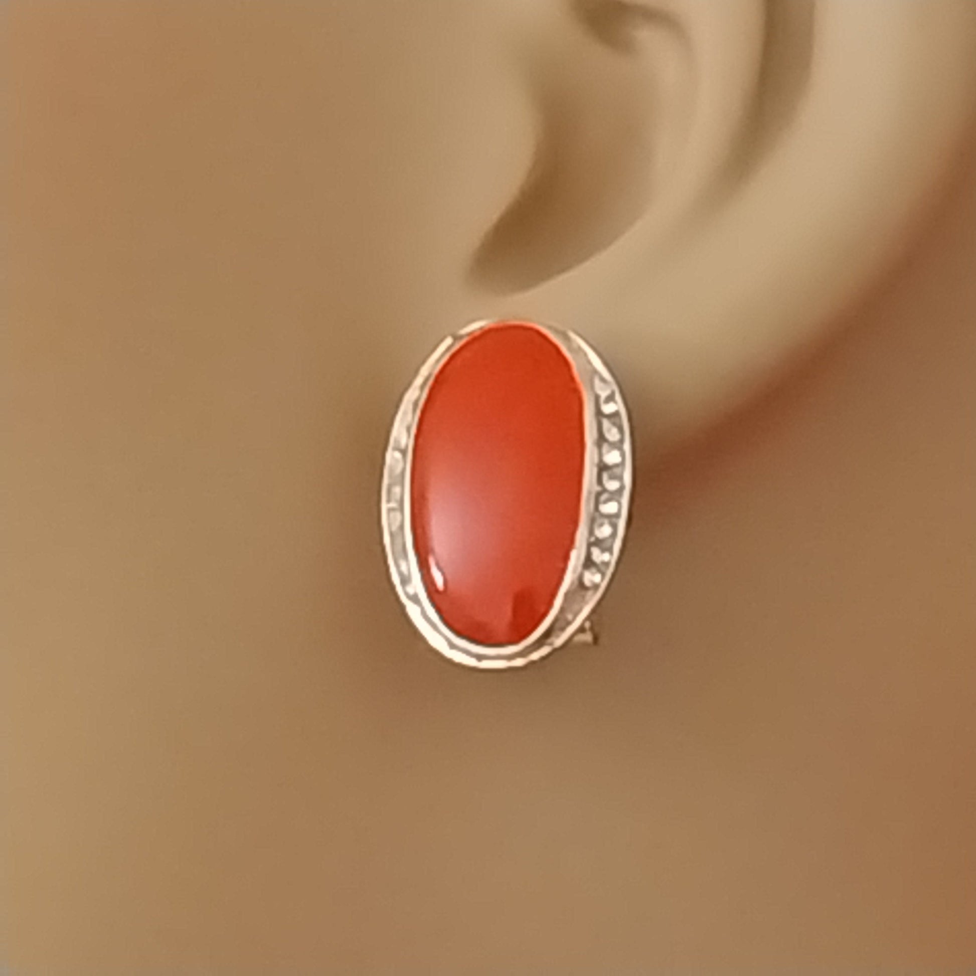 Blood Oval Cabochon Red Earring Zircon Stainless Steel Exotic Fashion Earring New Unique Design Earring Vintage Free Shipping