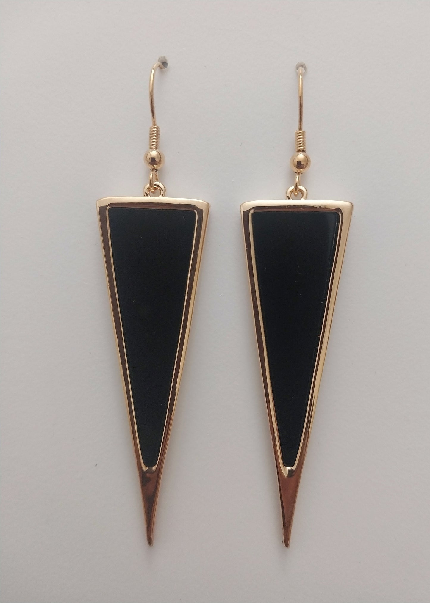 Gold Plated Triangle Earrings Golden Black Dangle Urban Modern Style New Design Earring