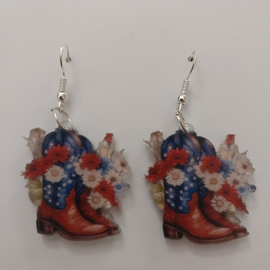 July 4th Flower Shoes Earrings New Fashion Design Earring Colorful Flower Shoes Earring