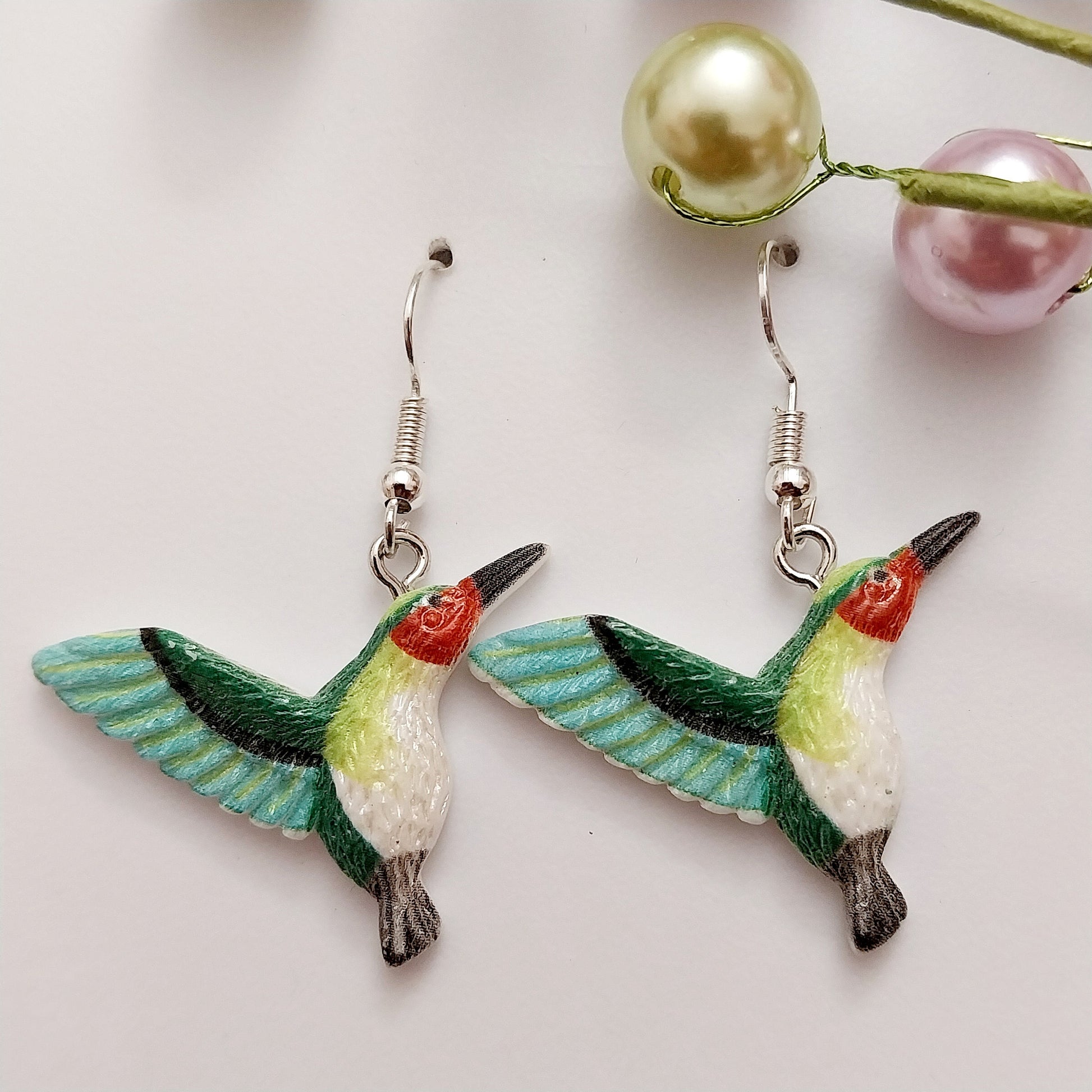 Humming Bird Earrings Sterling Silver Brooch Bird Fly Earring Creative Ally Painting Vintage Earring Handmade Bird Earring Free Shipping