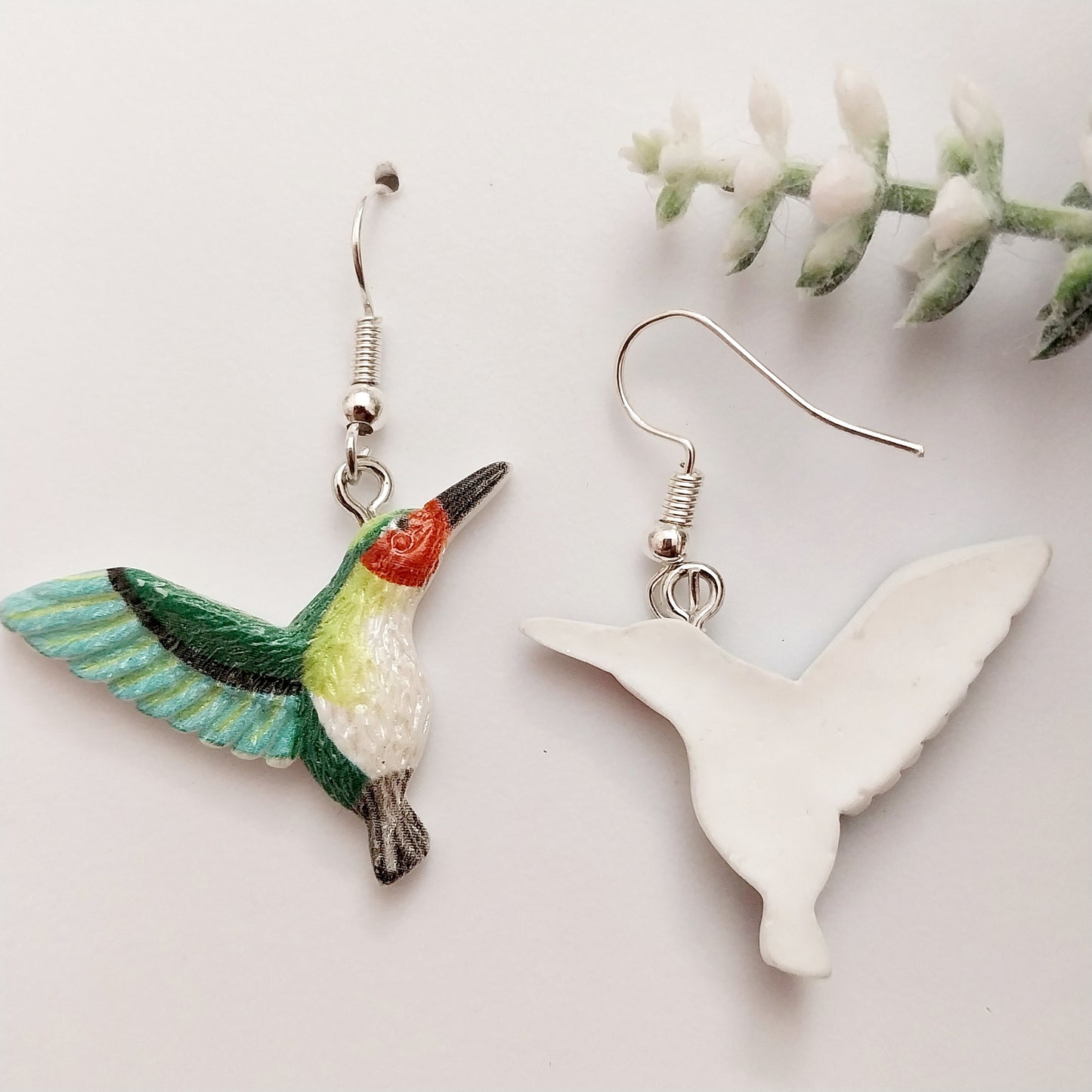 Humming Bird Earrings Sterling Silver Brooch Bird Fly Earring Creative Ally Painting Vintage Earring Handmade Bird Earring Free Shipping