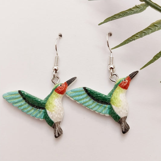 Humming Bird Earrings Sterling Silver Brooch Bird Fly Earring Creative Ally Painting Vintage Earring Handmade Bird Earring Free Shipping