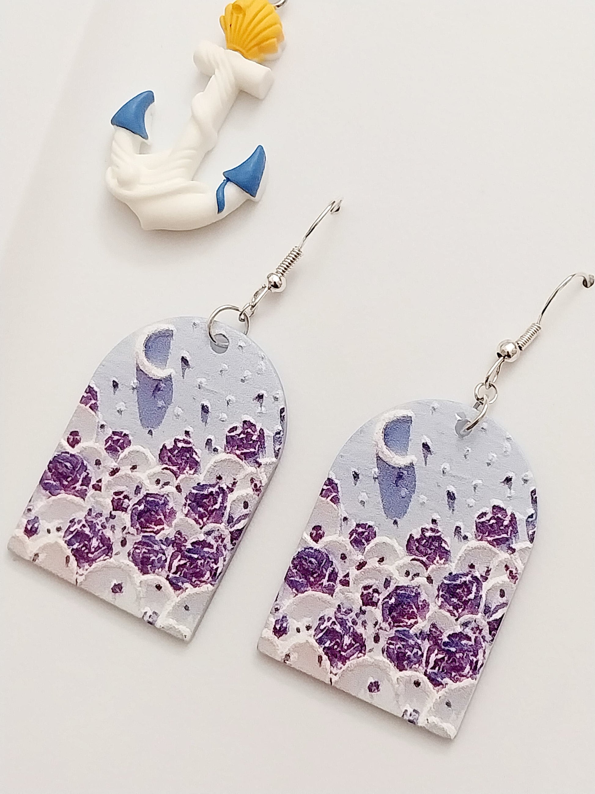 Purple Flower Earring Handmade Fashion Acrylic Painted Earring Vintage Unique Garden Earrings New Design Free Shipping