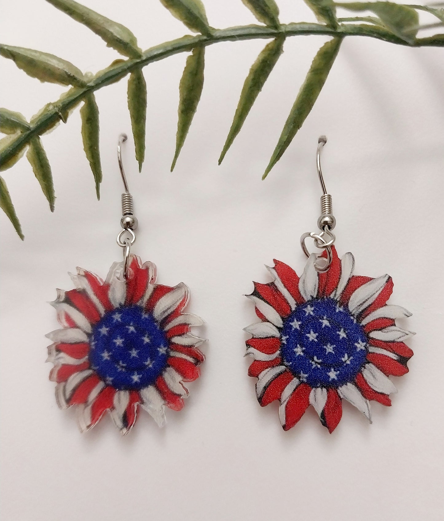 US Flag Flower Earrings