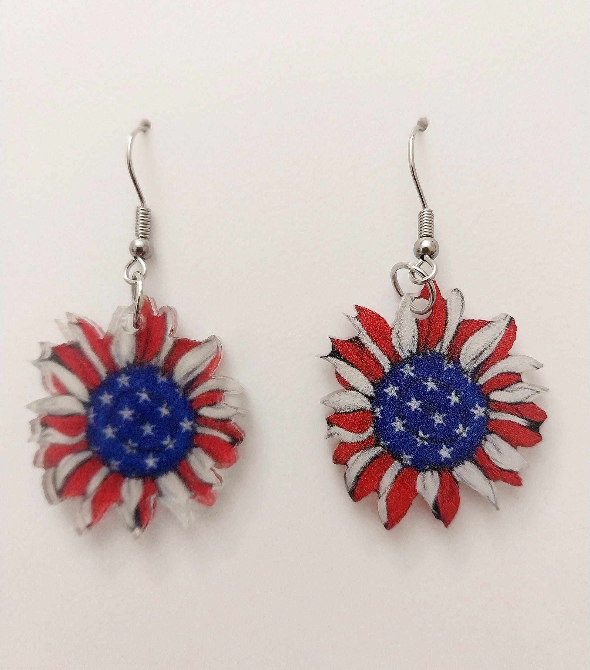 US Flag Flower Earrings