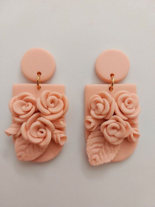 Polymer Clay Pink Rose Flower Earrings New Design Fashion High Quality Modern Art Earring