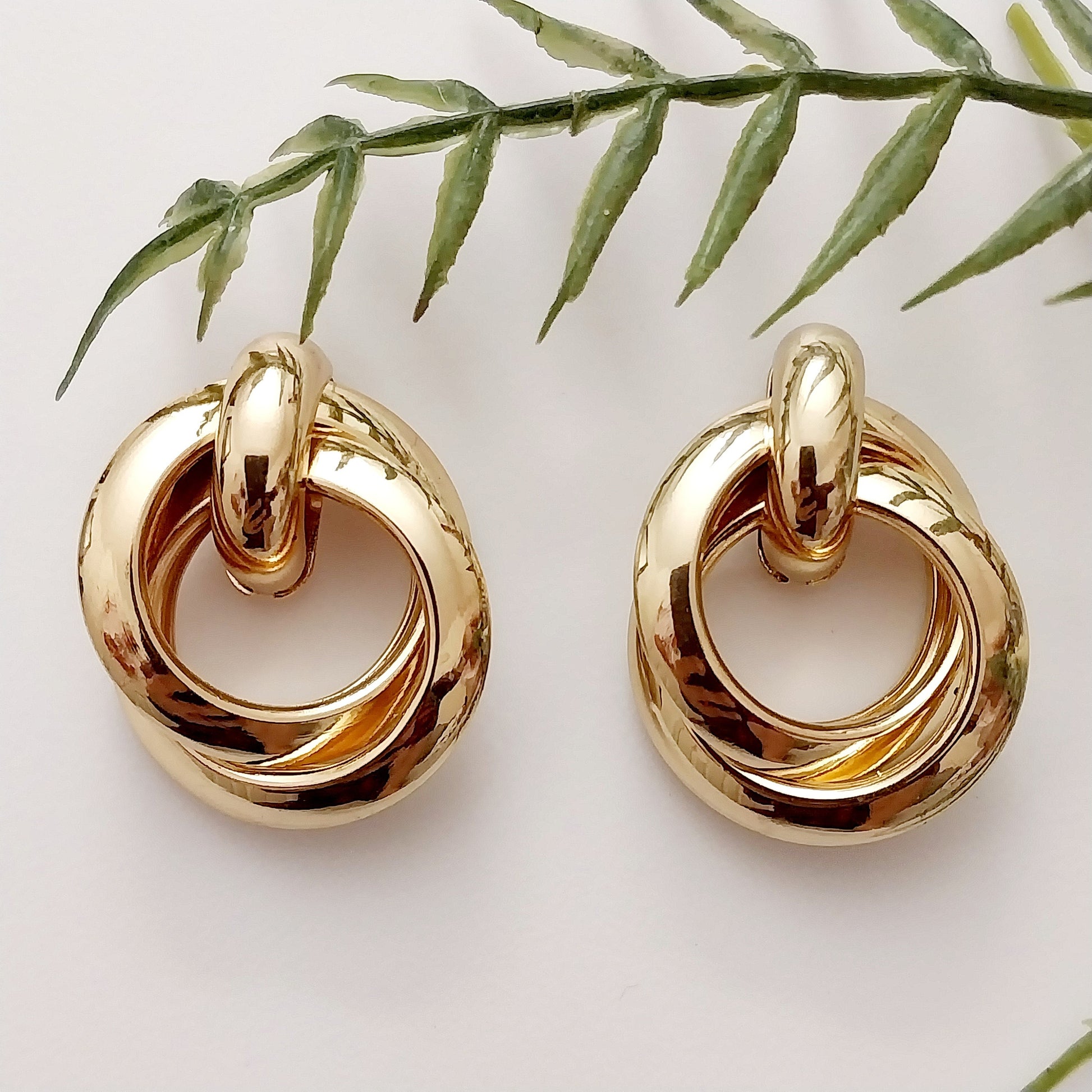 Golden Hoop Knot Earring Sterling Steel Double Hoop Knot Earrings Super high Quality New Fashion Door Knocker Earring Vintage Drop Earring