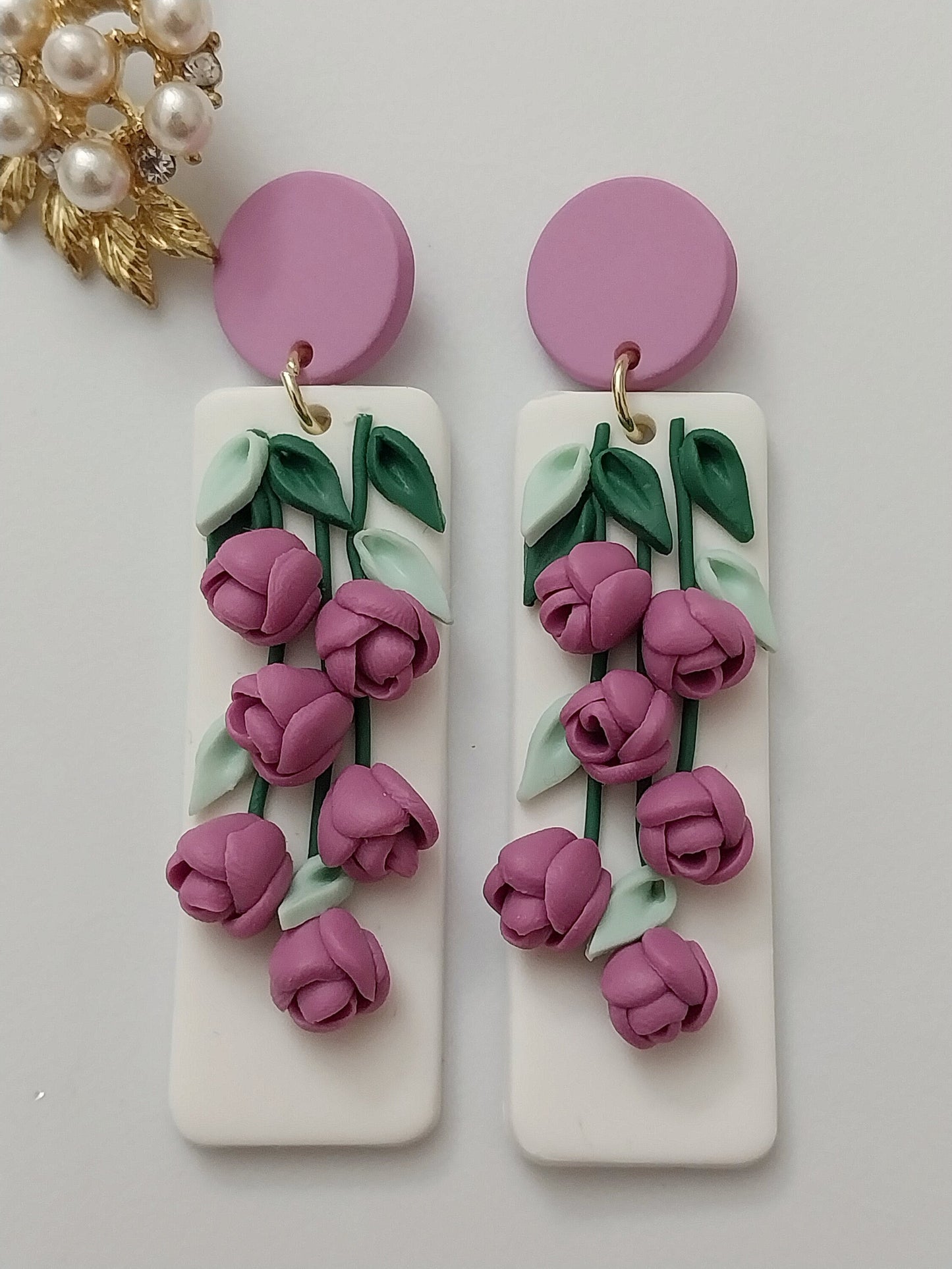 Purple Flower Clay Earrings New Clay Geometry Earring New Fashion Flower Earring