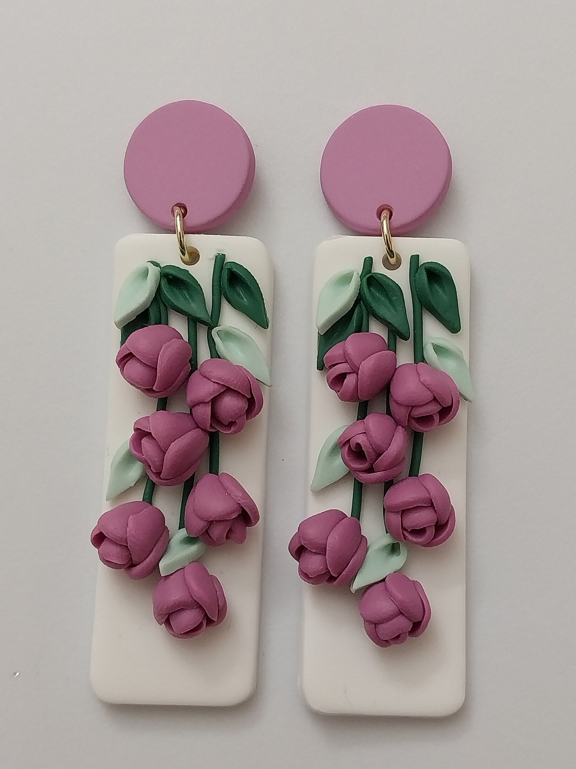 Purple Flower Clay Earrings New Clay Geometry Earring New Fashion Flower Earring