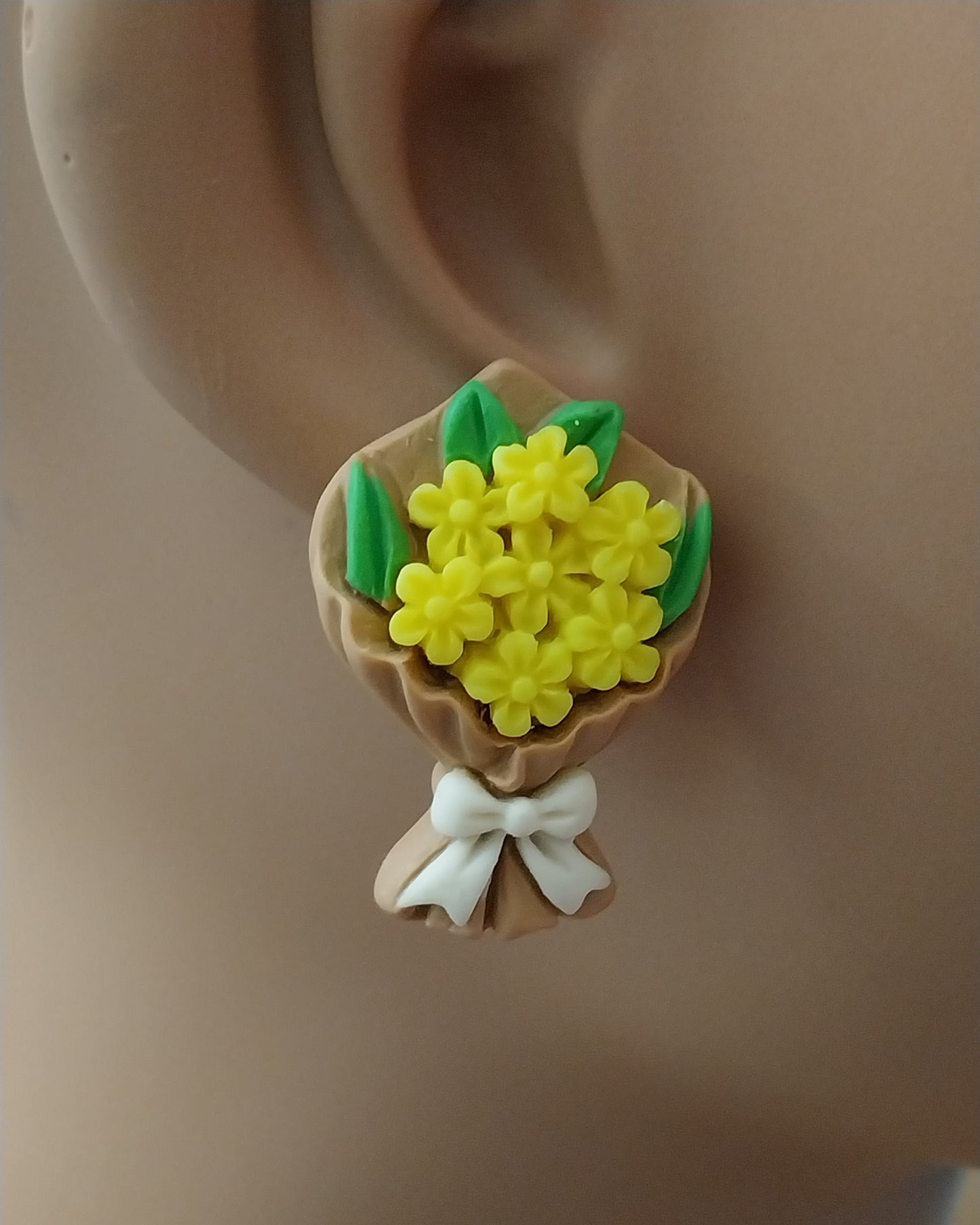 Yellow Flower Earrings Flower Clay Stud Earring New Fashion Clay Earring Free Shipping