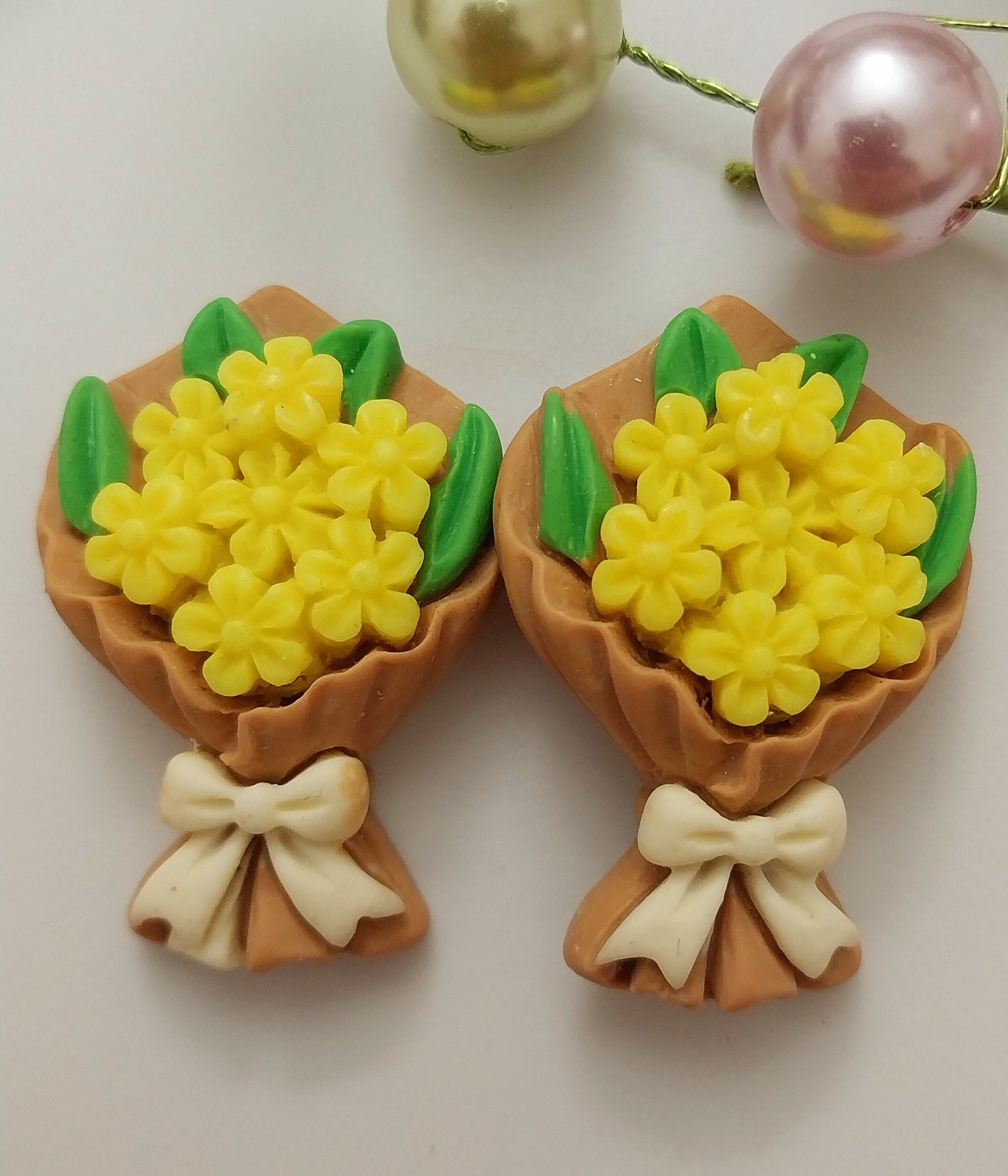 Yellow Flower Earrings Flower Clay Stud Earring New Fashion Clay Earring Free Shipping