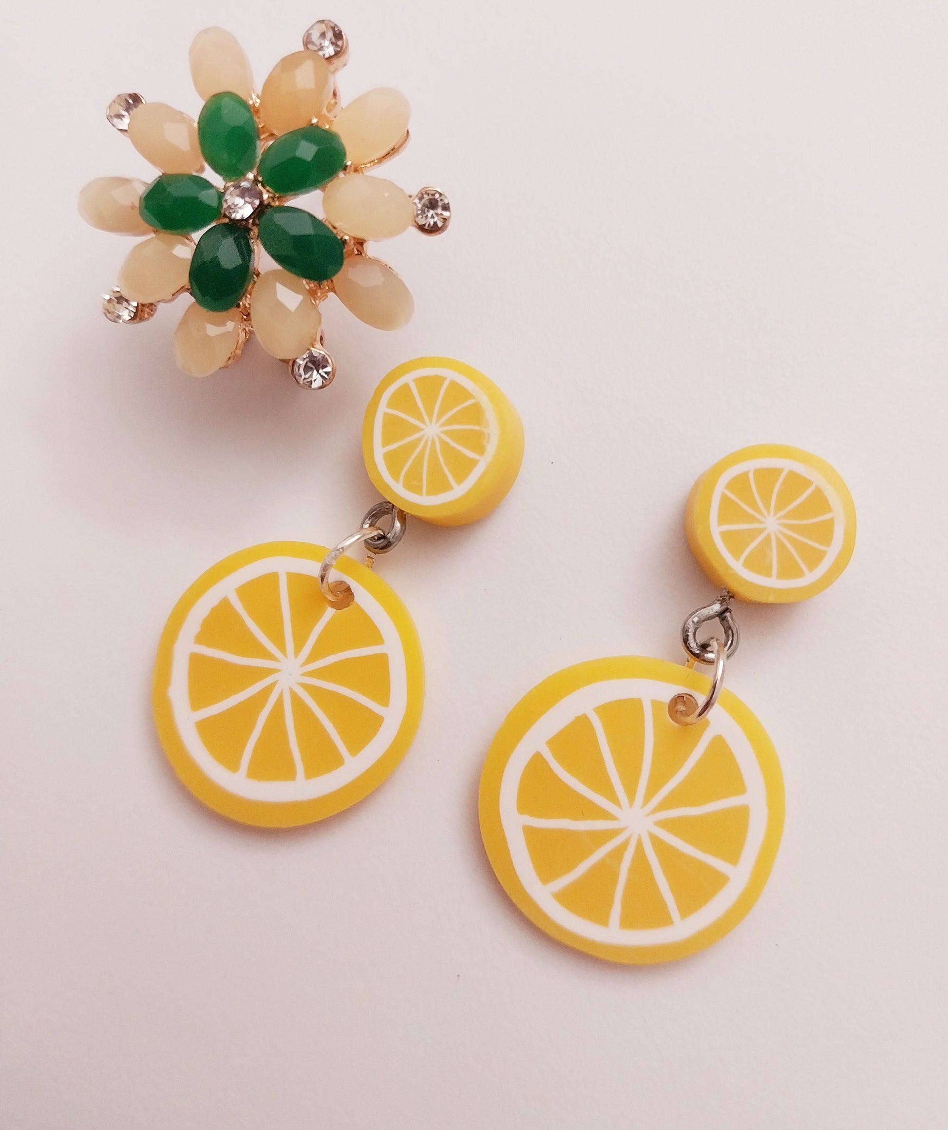 Lemon Drop Earrings Cute Double Lemon Earrings Unique Design Handmade Yellow Dangle Earrings Lightweight Fashion Earrings