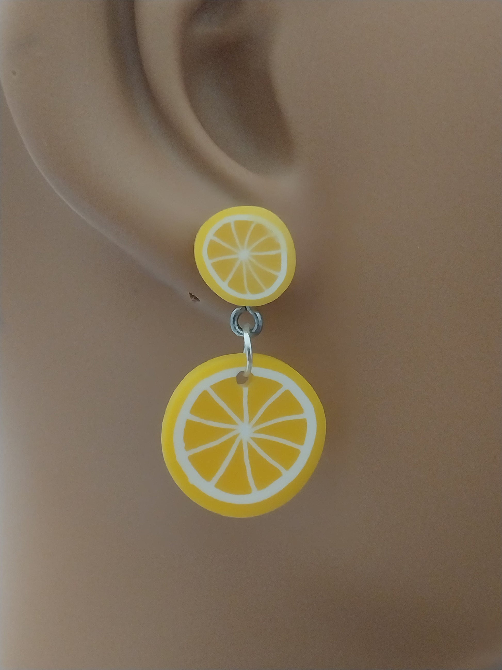 Lemon Drop Earrings Cute Double Lemon Earrings Unique Design Handmade Yellow Dangle Earrings Lightweight Fashion Earrings