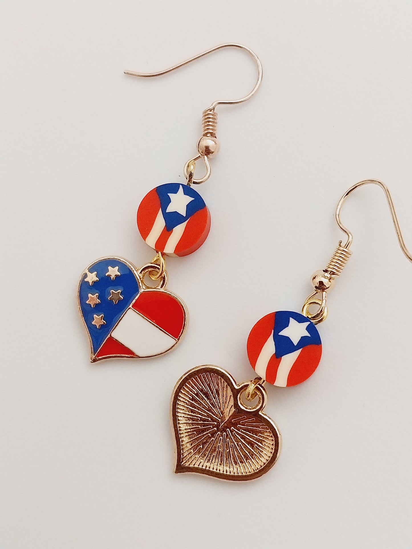 American Heart Flag Earrings Creative Fashion Flag Earrings New Handmade Unique American Flag Heart Earring Heart Stripes Flag Earrings