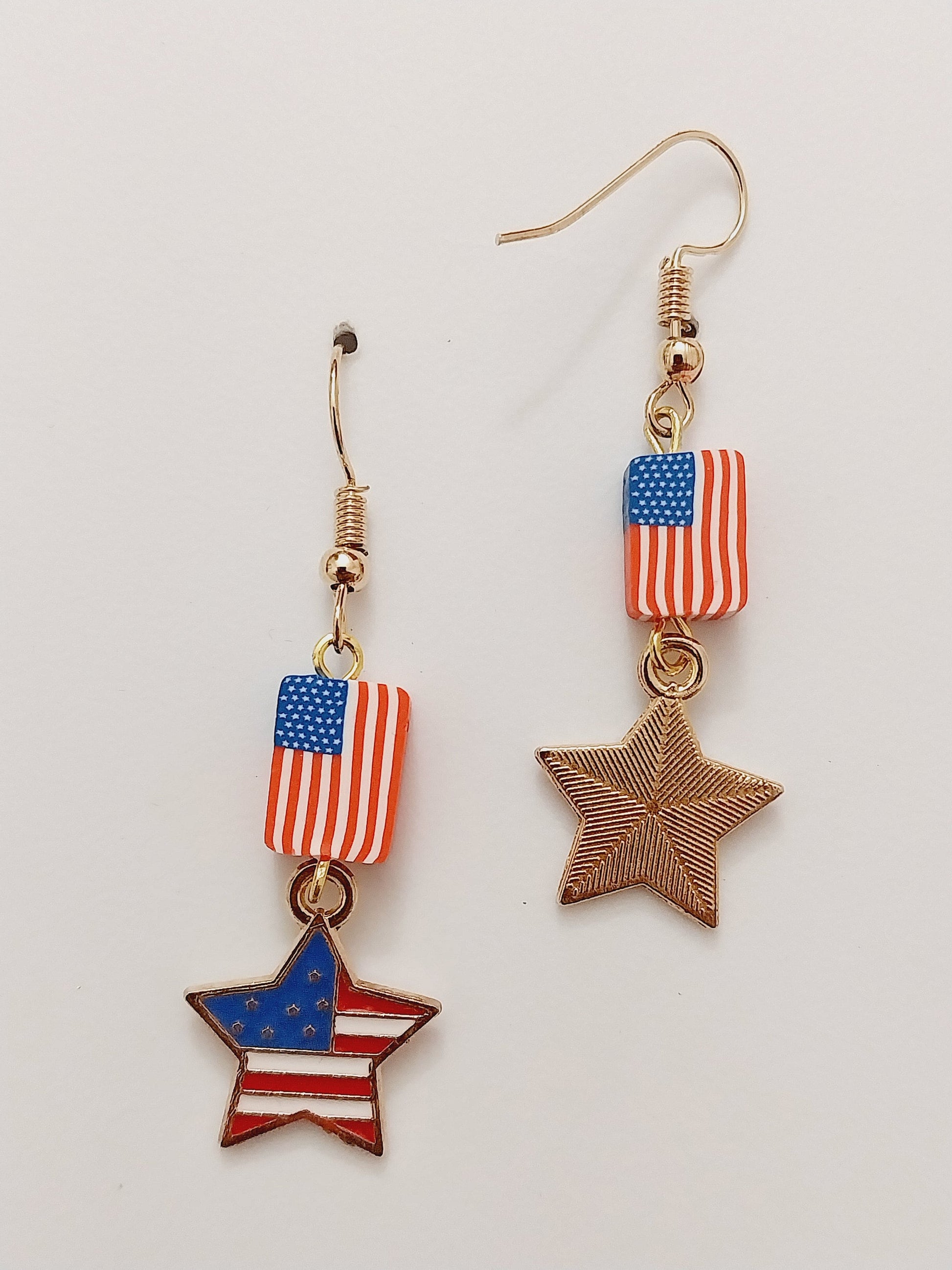 Creative Star Flag Earrings Handmade Unique American Flag Star Earring New Fashion Star Stripes Flag Earrings