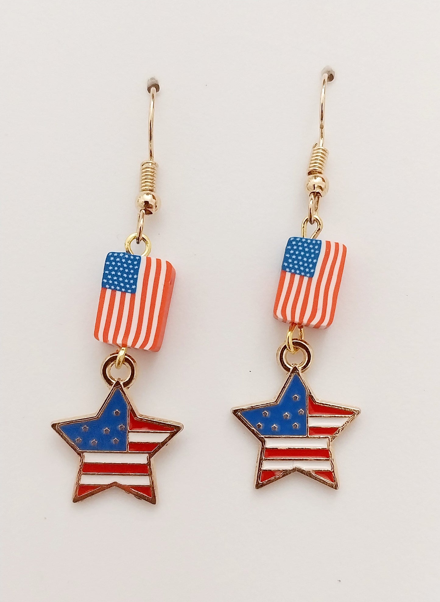 Creative Star Flag Earrings Handmade Unique American Flag Star Earring New Fashion Star Stripes Flag Earrings