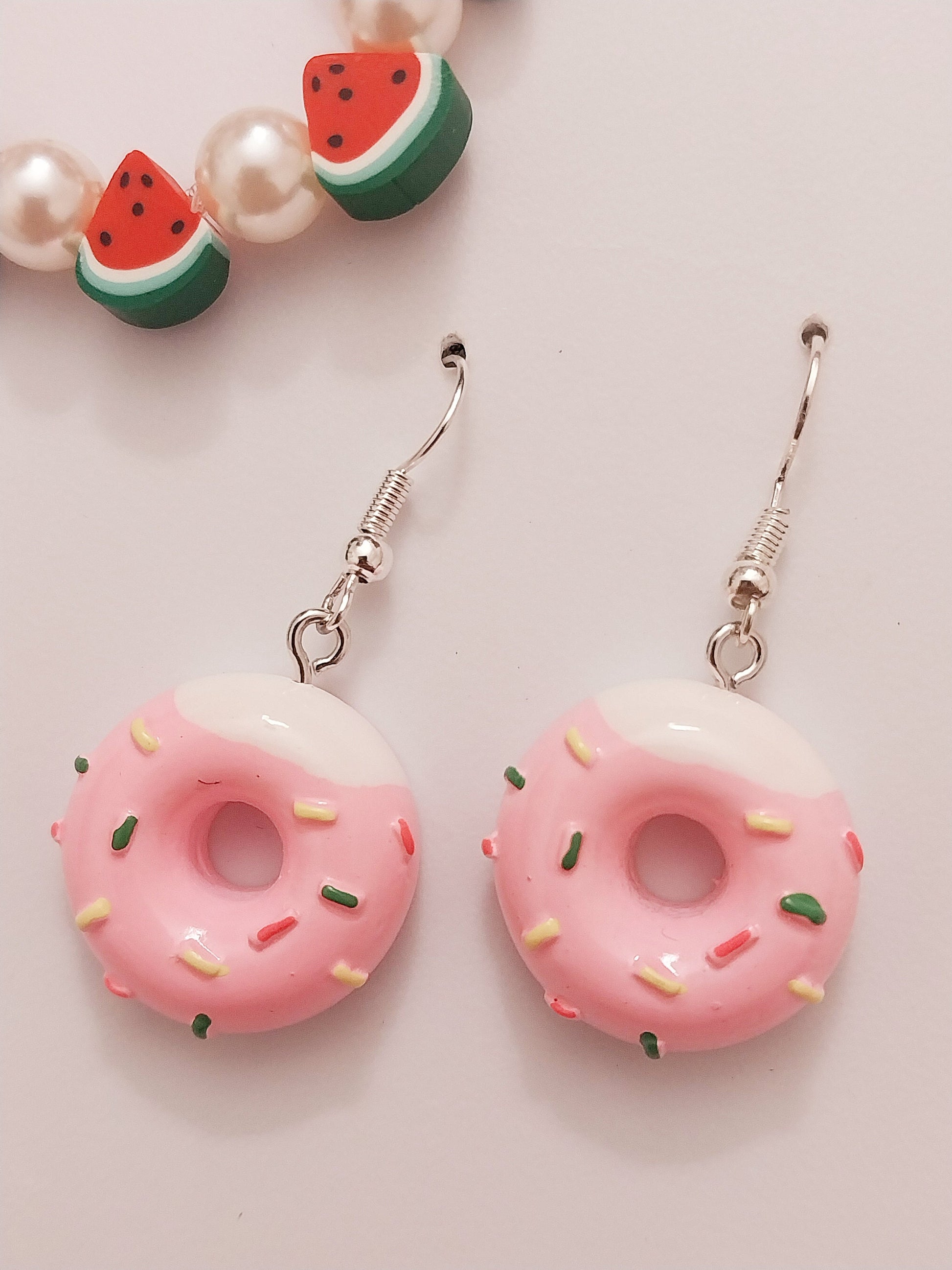 Donuts Earrings Pink Donuts Drop Earring New Fashion Design Flatback Cute Bakery Earring