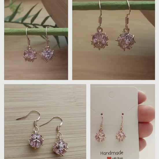 3D Earth Ray Earrings Rose Gold Plated CZ Waterdrop Earrings Sun Ray Earring Shine Drop Earrings Party Banquet Jewelry Flower Earrings