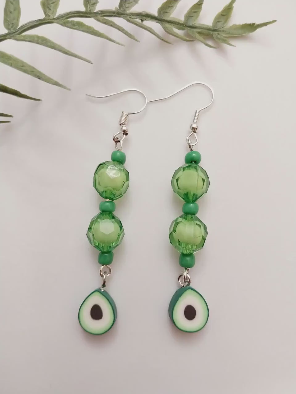 Avocado Earrings Wild Green Drop Earring  Avocado Unique Hanging Green Earring Cute Fruit Earring Green Light  Beads Earring