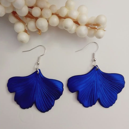 Blue Leaves Earrings Trendy Earrings Ginkgo Leaves Earrings Blue Biloba Leaves Earrings New Design Earrings Blue Earrings