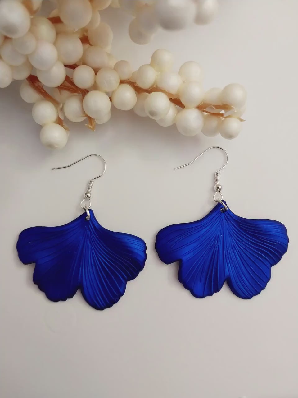 Blue Leaves Earrings Trendy Earrings Ginkgo Leaves Earrings Blue Biloba Leaves Earrings New Design Earrings Blue Earrings