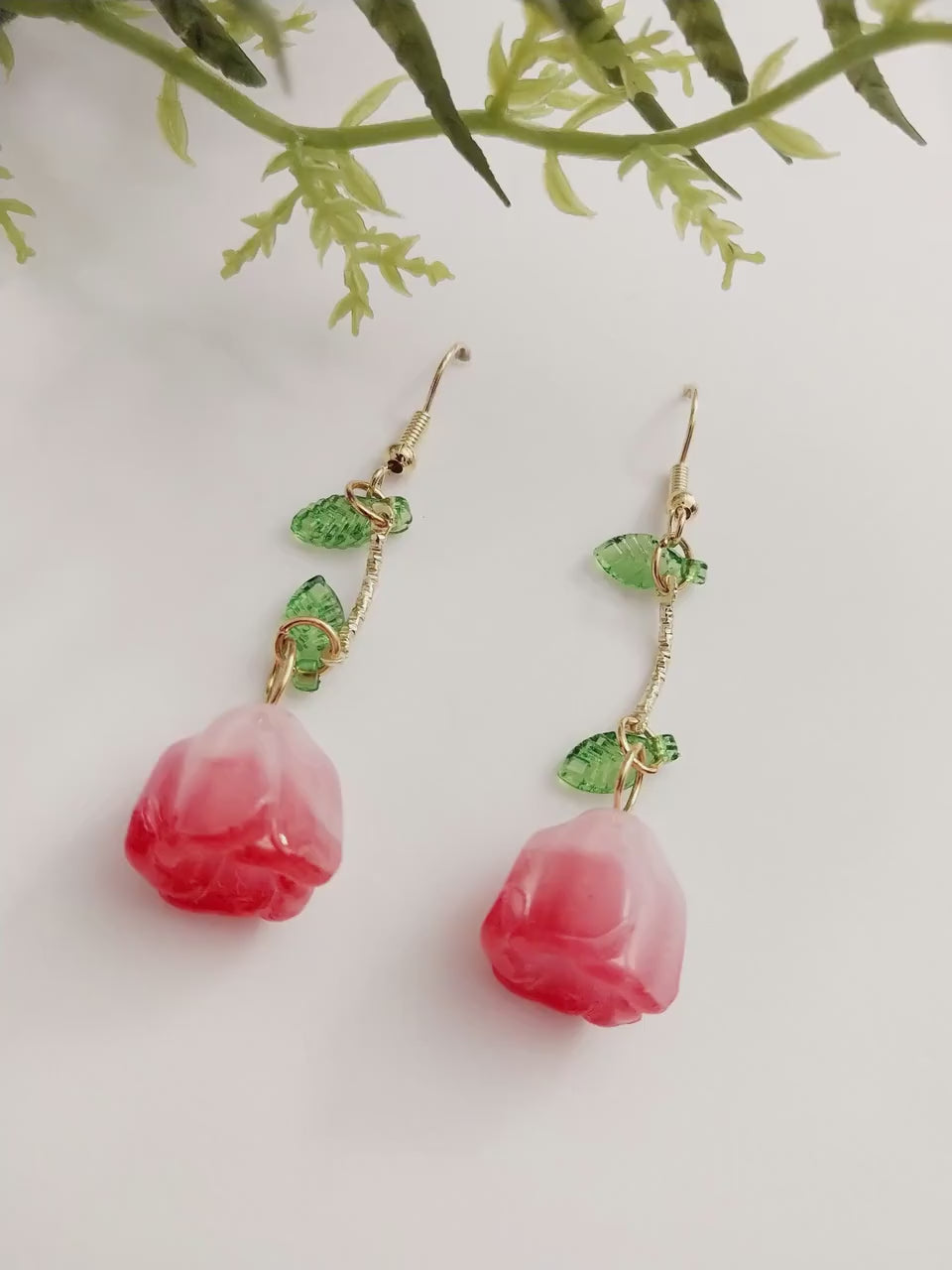 Cute Tulip Earrings Fashion Tulip Drop Earring Long Tulip leave Earrings New Fashion Earrings Handmade New Design Earrings