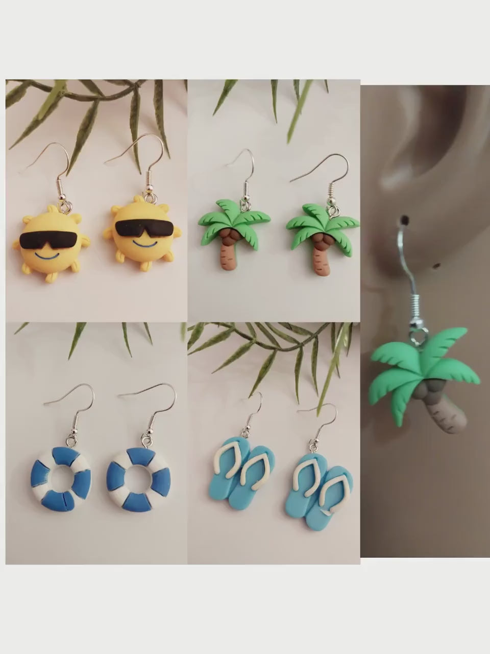 Coconut Tree Earrings Lifesaver Earrings Slippers Earrings Sun Earrings Palm Tree Earrings Beach Earrings Sea Wishing Bottle Earrings