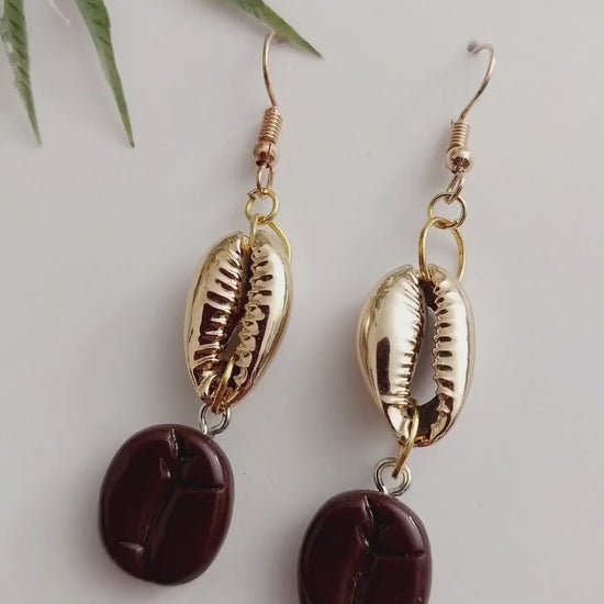 Coffee Bean Shell Drop Earring Personalist Earring New Fashion Style Drop Earring Golden Shell Earring Unique Handmade Earring