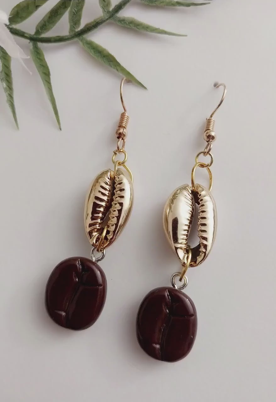 Coffee Bean Shell Drop Earring Personalist Earring New Fashion Style Drop Earring Golden Shell Earring Unique Handmade Earring