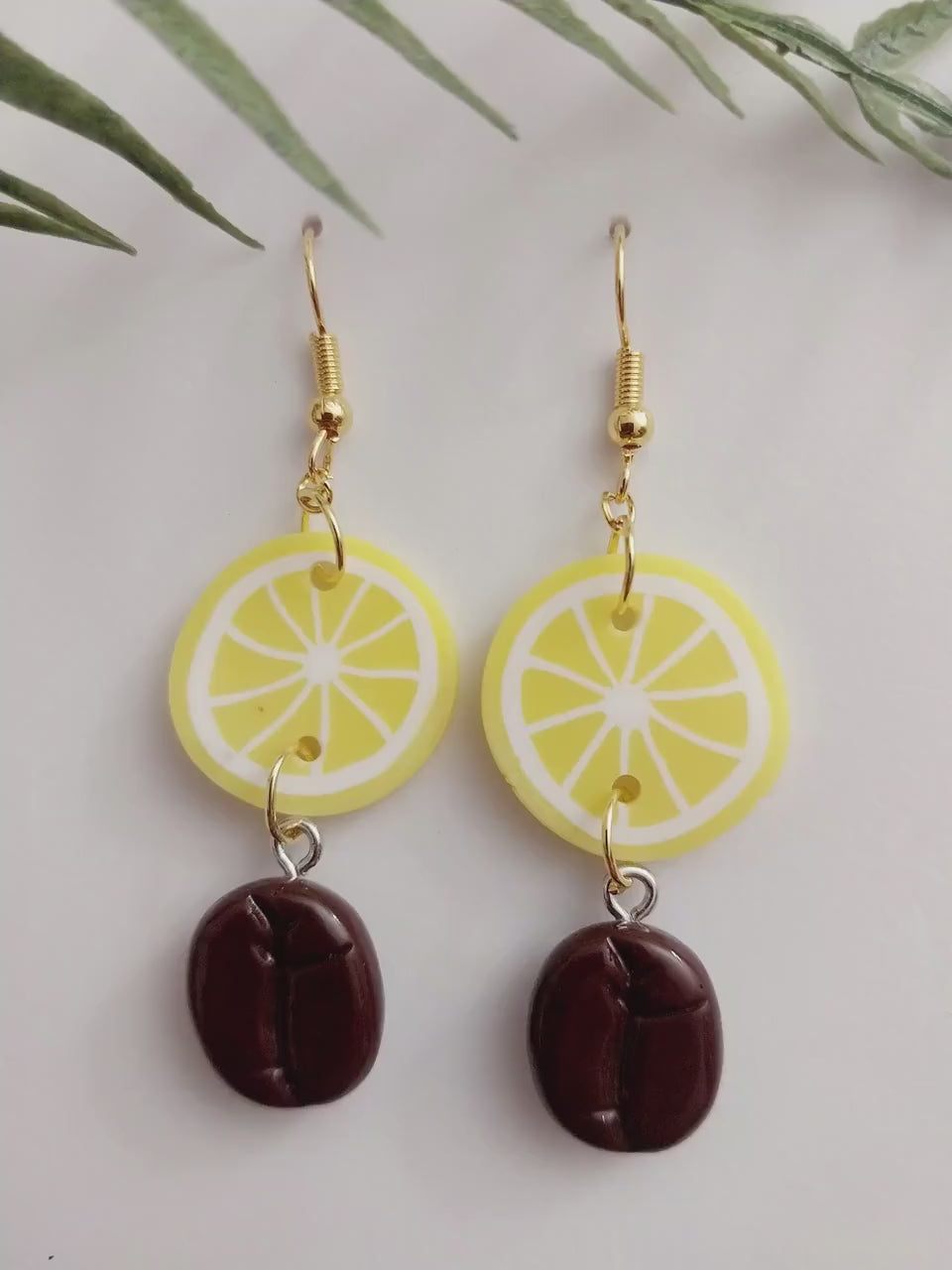 Lemon Coffee Bean Earrings Lemon Drop Earrings Fashion Coffee Beans Earrings New Design Unique Earrings Popular gift Earrings