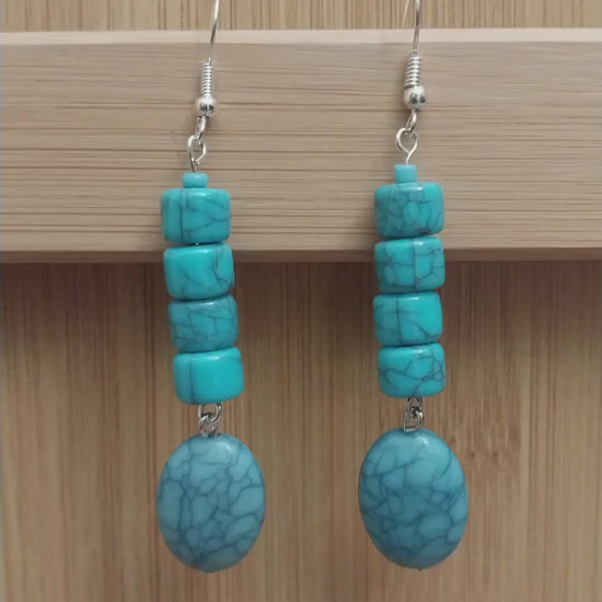 Personalist Blue Earrings Turquoise Style Earrings Blue Sterling Silver Earring Blue Ovel Earrings New Design Earring Handmade