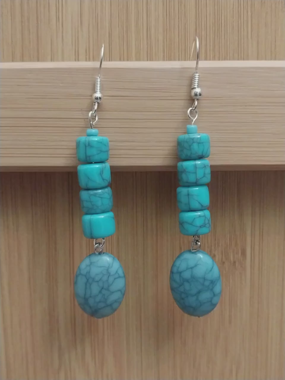 Personalist Blue Earrings Turquoise Style Earrings Blue Sterling Silver Earring Blue Ovel Earrings New Design Earring Handmade