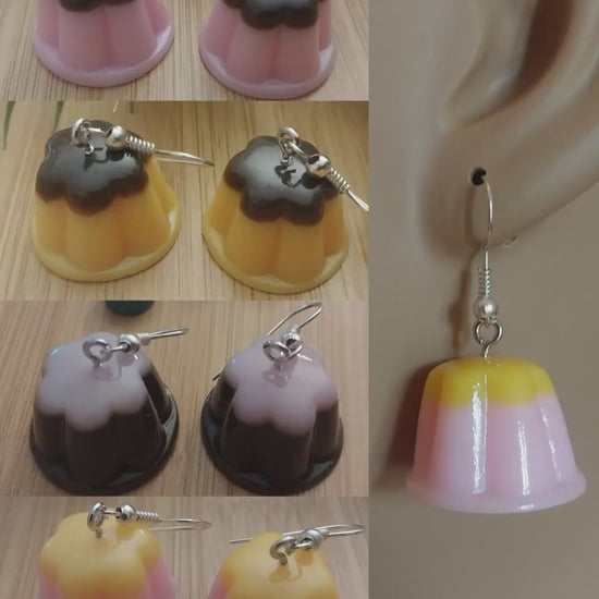 3D Pudding Earring Cute Flan Earrings Jelly Earring Chocolate Pudding Earring Mango Blueberry Strawberry Pudding Snack Earring