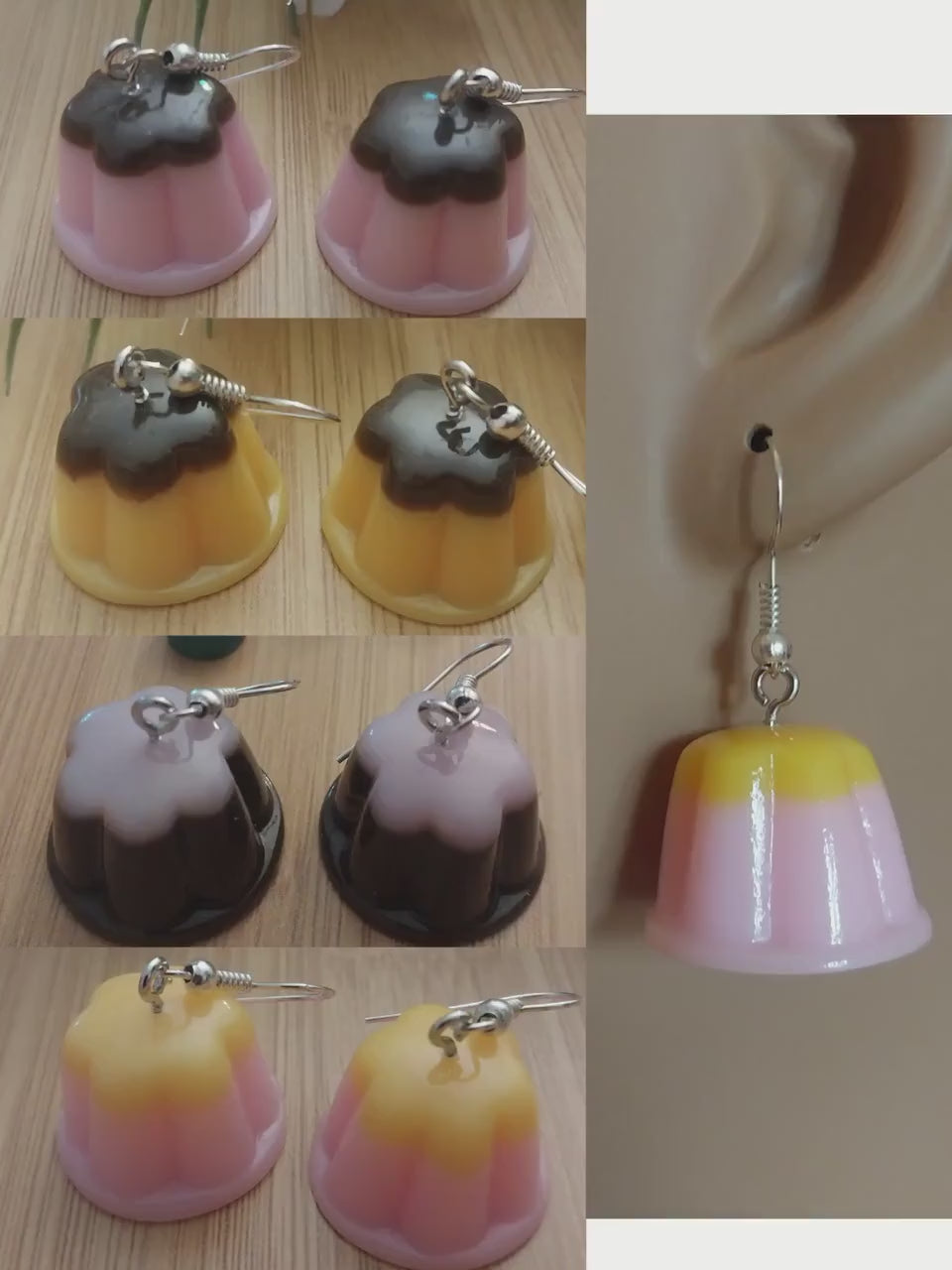 3D Pudding Earring Cute Flan Earrings Jelly Earring Chocolate Pudding Earring Mango Blueberry Strawberry Pudding Snack Earring